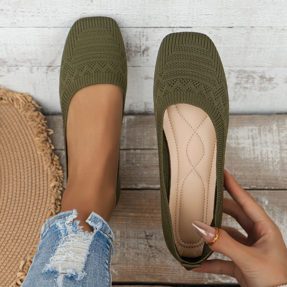 Women’s Knitted Slip-On Shoes | Plus Size Breathable Sneakers